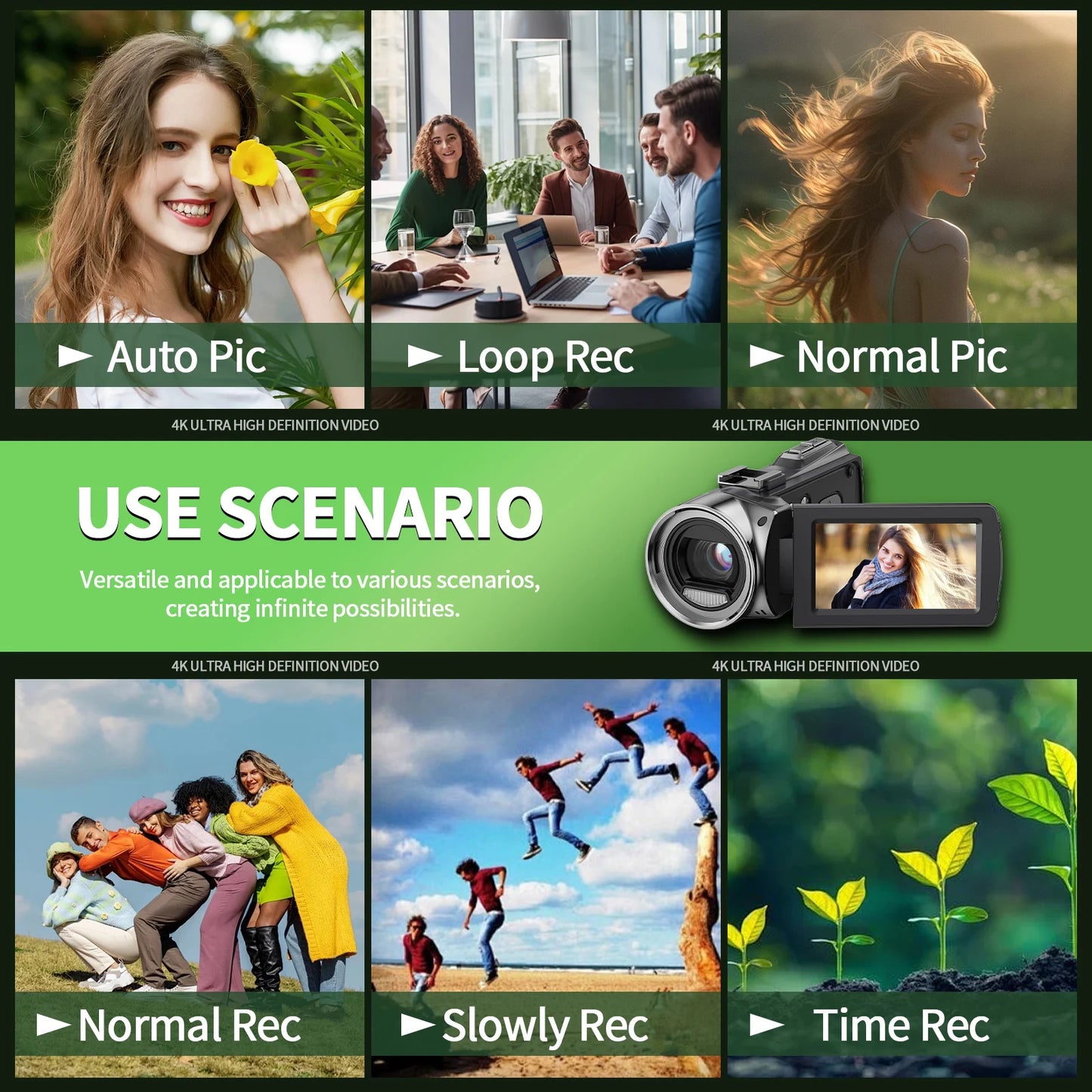 48MP 4K Handheld DV Camera With 3 Inch Flip Screen And 18X Zoom