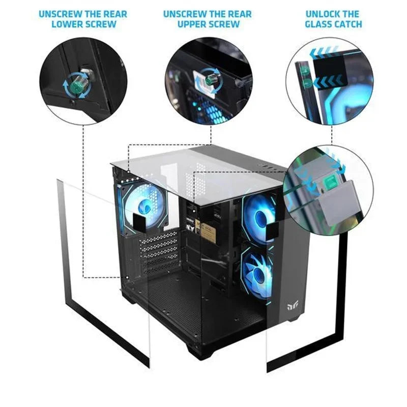 Yeah Magic CUBE MATX PC Case 270° Panoramic View Ultra-Clear Triple-Glass Showcase Design Supports up to 5 Fans