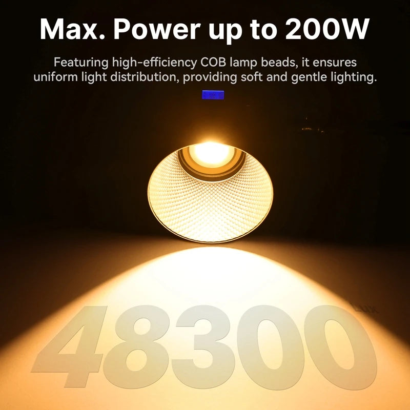 Ulanzi VL-200Bi 200W V-Mount Video Light CRI 95+ 2700K-6500K CCT for Livestreaming Photography COB Light with Wireless Control