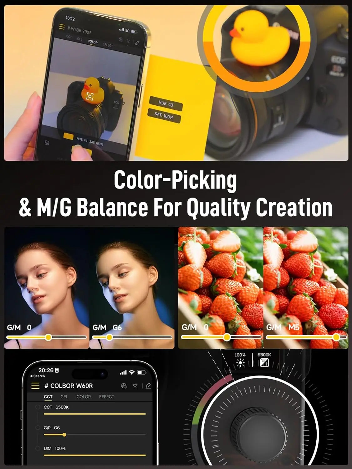 COLBOR W60 W60R W100 W100R 60W 100W COB LED Light Photography Lighting Handheld Portable Pocket Light for Outdoor Shooting SYNCO