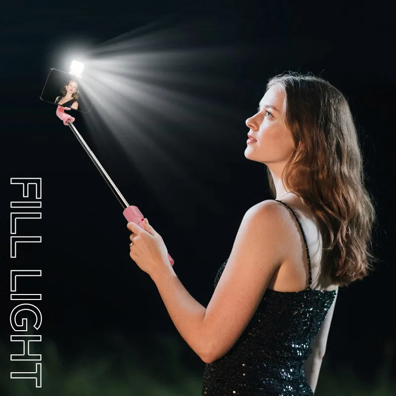 Scalable Phone Selfie Stick With Built-in Fill Light Telescopic Phone Selfie Stick With Built-in Light, Professional Live Stream Multiple Colors