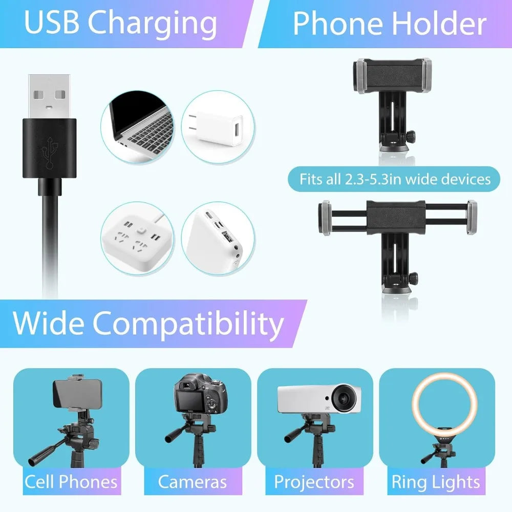 12-inch Ring Light, 67-inch Stick, Tripod for Live Stream, Video, Social Media, Universal Phone and Camera Compatibility