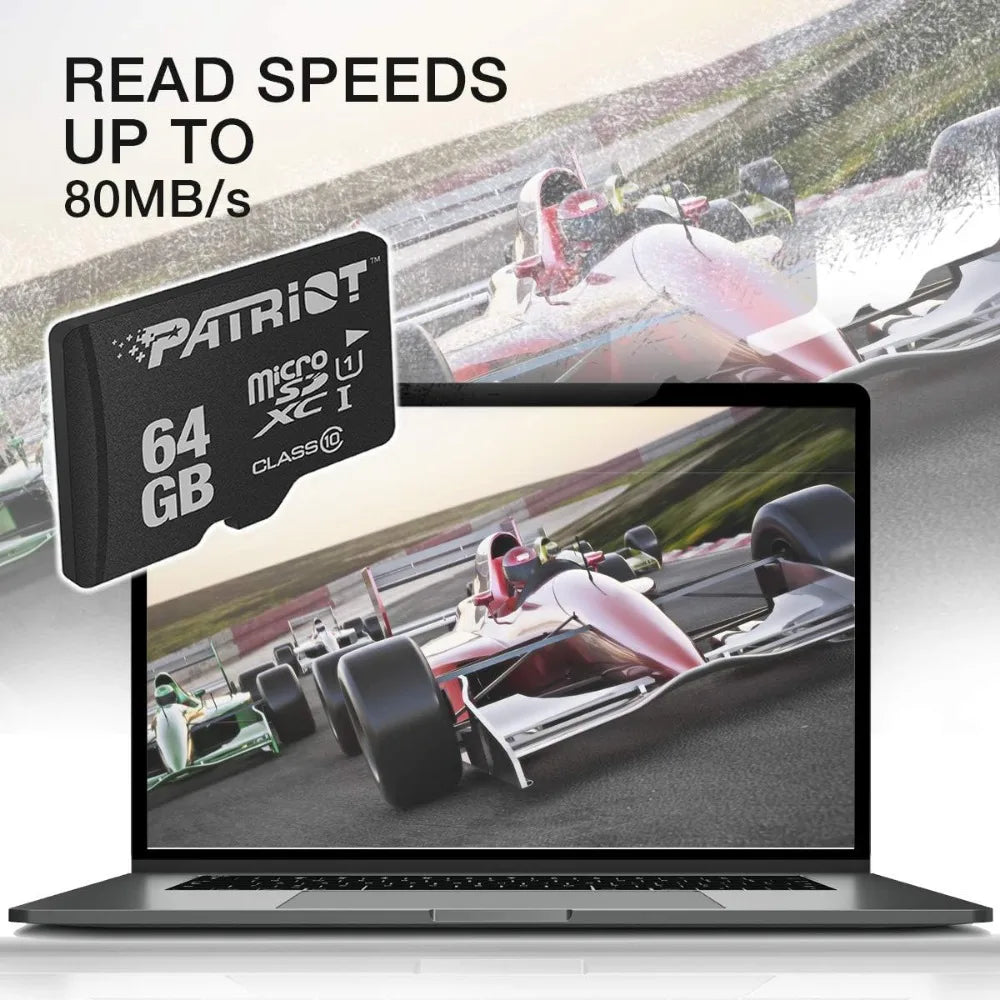 Patriot 64GB microSDXC memory card bundle by Perfect Take Gear for retro library storage