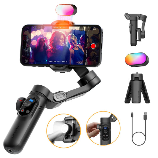 Aochuan 3 Axis Smart XPro Handheld Gimbal Stabilizer For IPhone And Android Smartphone Gimbal Stabilizer With RGB Fill Light