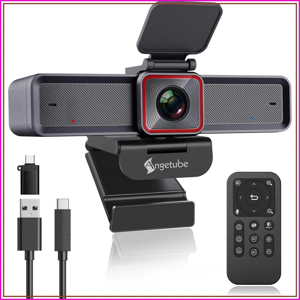 4K Webcam with AI Tracking, 100° Wide Angle, Remote Control, 10X Digital Zoom, 1080P 60fps, HDR, Dual Noise Cancelling Mics for Video Calls/Meetings/Streaming