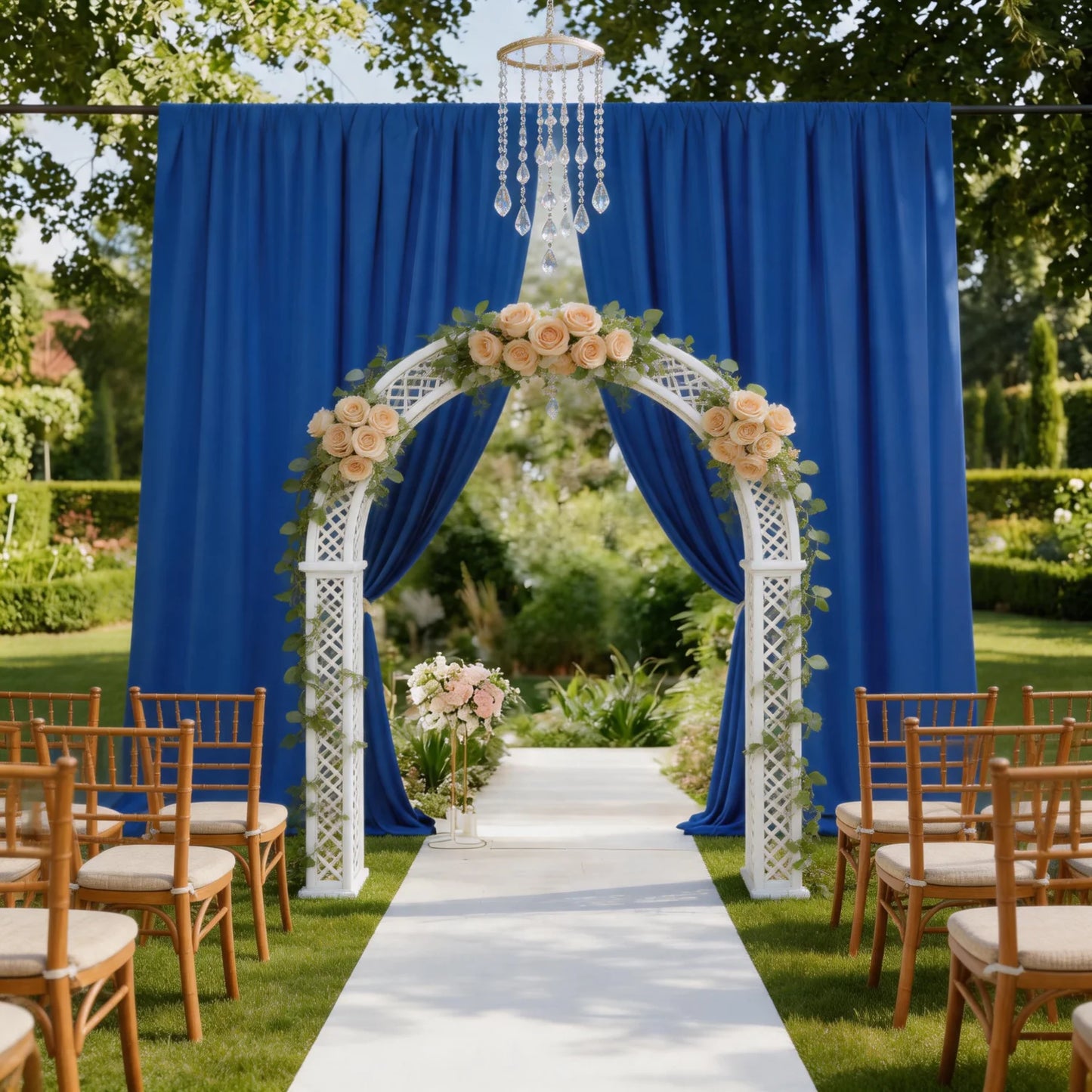 12 Panels-5ft X 10ft Royal Blue Backdrop Curtain for Party, Polyester Royal Blue Photo Backdrop