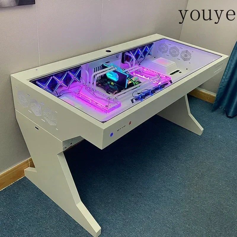 Tempered Glass Side Panel Desk RGB PC Case And Desk Two In One Combo Computer Case Tower Gaming Table ** Ships From China**