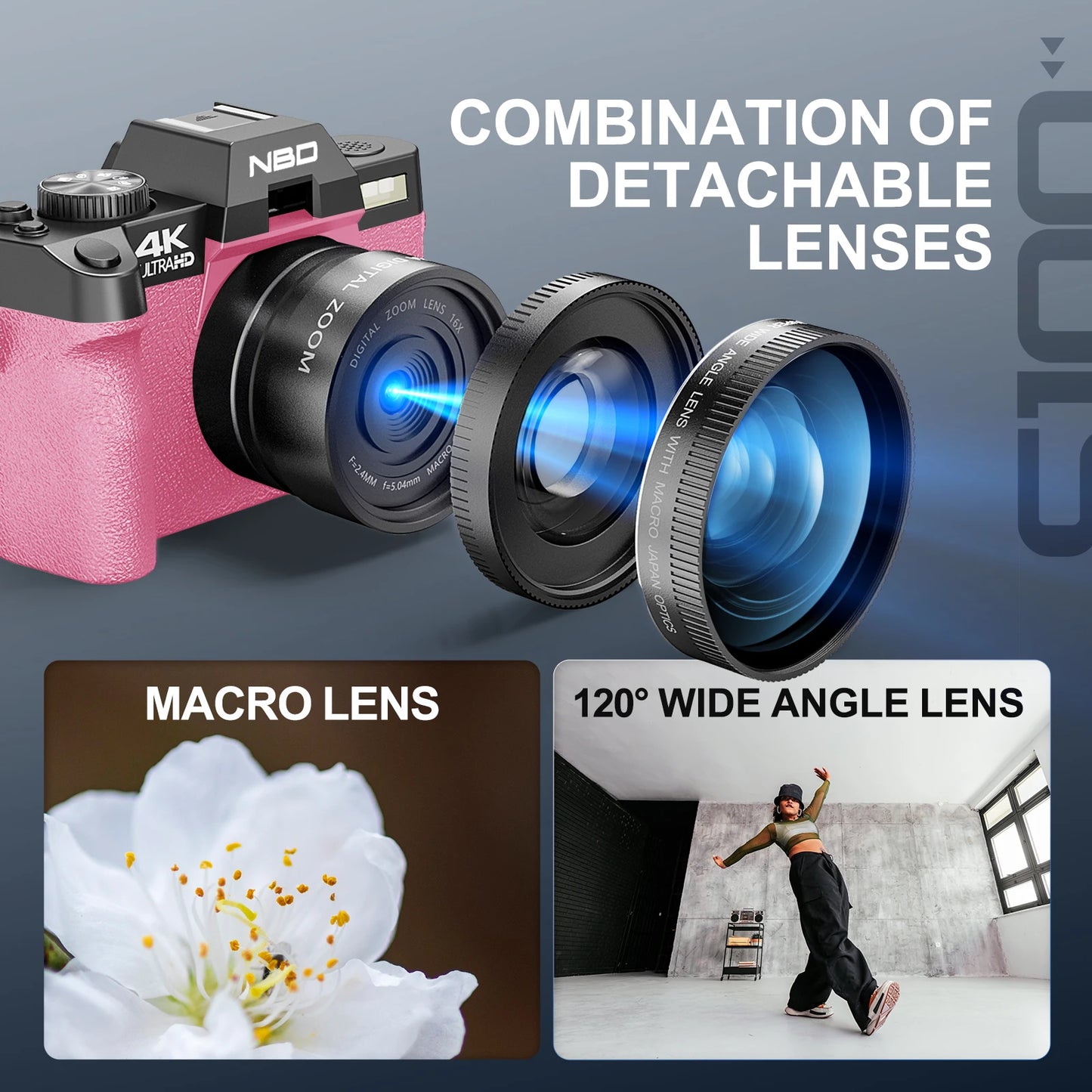 Professional Digital Camera NBD 4K Vlog Video Compact Camera with App Control WebCam Vintage Recorder YouTube