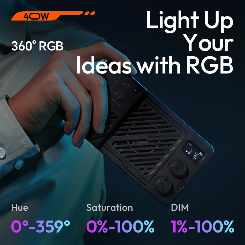 Ulanzi P40 Bi | P40 RGB 40W LED Video Light 2700K-6500K Bi-Color Panel Light for Phone Camera Photography Shooting Livestreaming