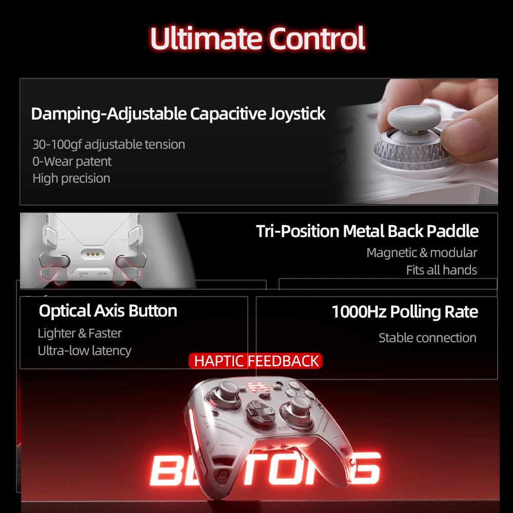 BEITONG KP70 Gamepad Haptic Feedback Elite Dual Auto-Sense Trigger Wireless Game Controller for PC/Switch/Android/iOS/Steam