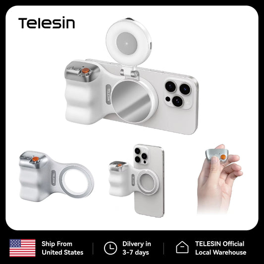 TELESIN Magnetic Phone Camera Shoot Hand Grip Universal Smart Phone Holder Shooting Aid Remote Control Handle for iPhone,  Android **Ships from China**