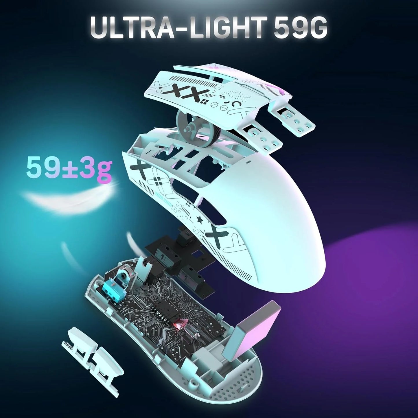 ATTACK SHARK X11 Wireless Gaming Mouse with RGB Magnetic Charging Dock, Wired/2.4G/BT, 22K DPI, Ultralight 59g  Multiple Colors