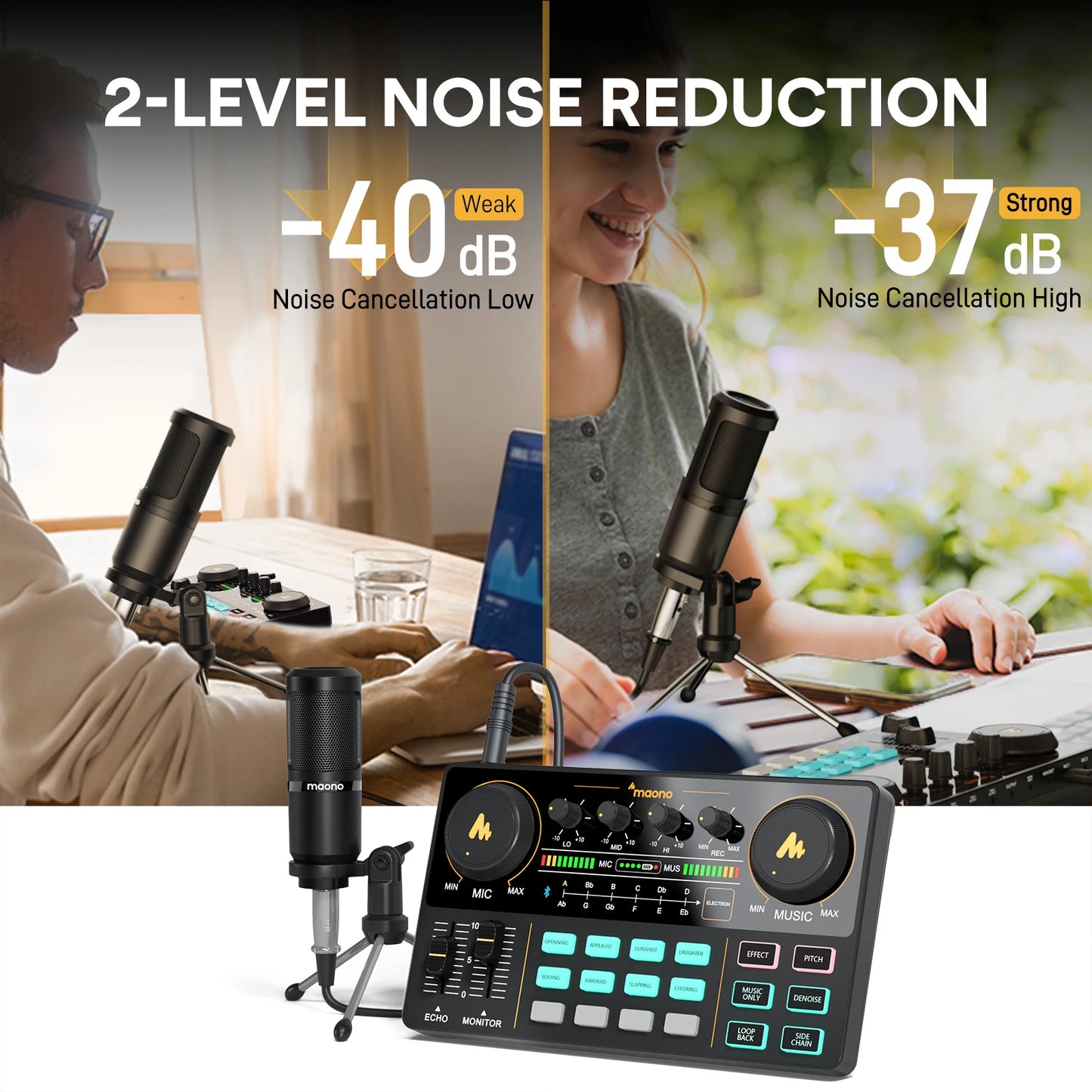 MAONO Bundle Audio Interface Condenser Microphone Set Podcast Equipment All-in-One Podcast Production Studio with 3.5mm Microphone for Live Streaming Recording PC Smartphone DJ MaonoCaster Lite + PM360TR (AU-AM200-S1 Black)