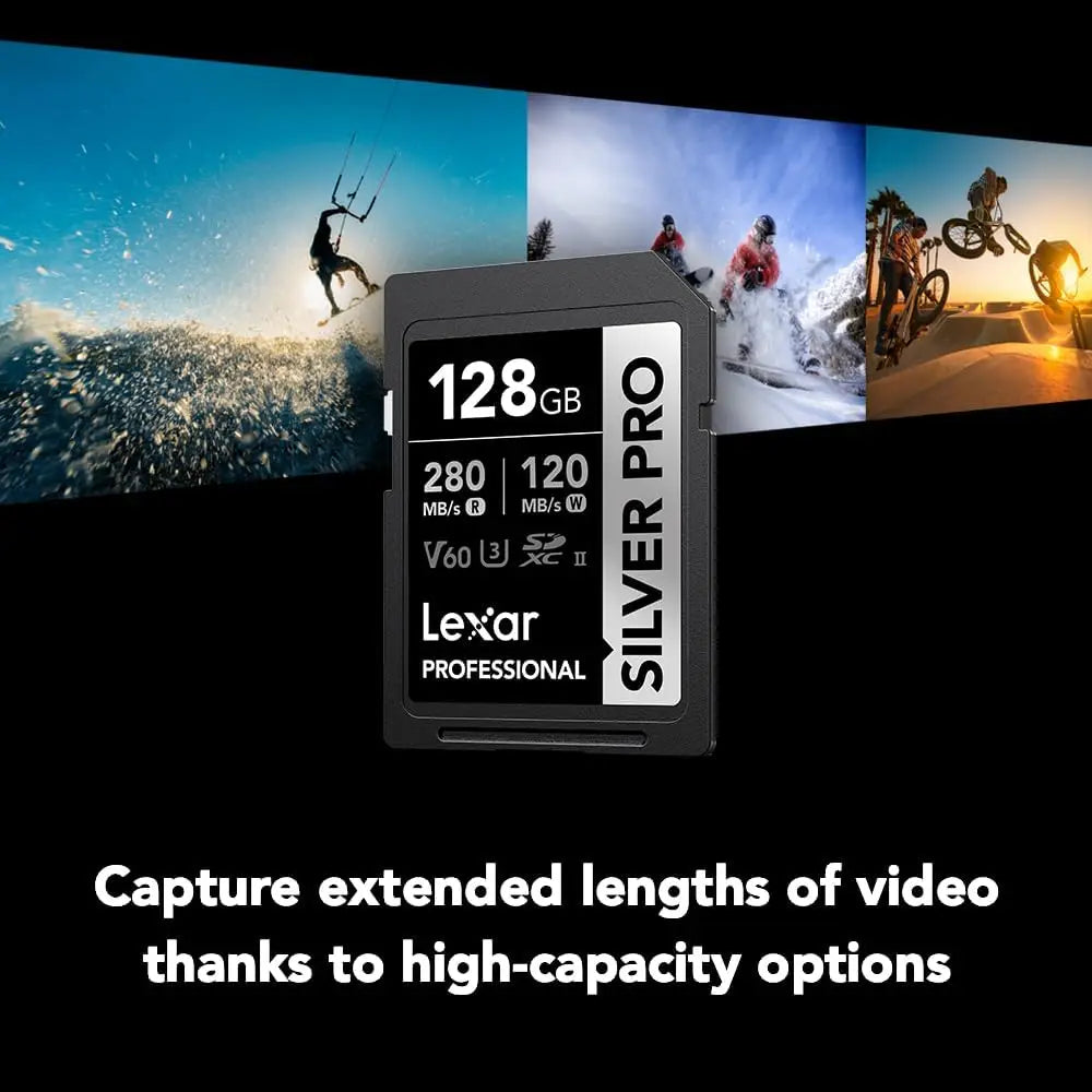 128GB SDXC Memory Card UHS-II C10 U3 V60 4K Full HD Up to 280MB/s Read for Professional Photographer Videographer