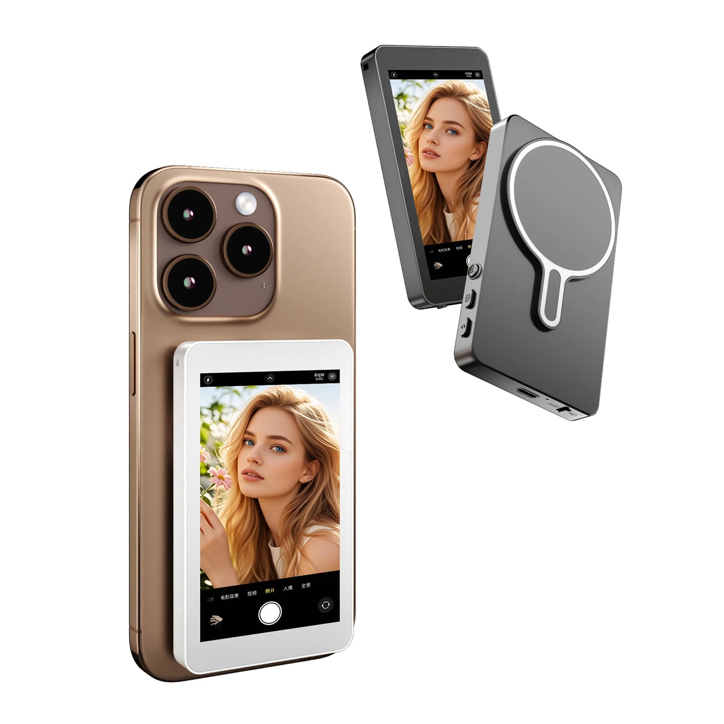 Magnetic Phone Vlog Selfie Monitor Screen Back Camera Monitor Rear Camera Monitor Screen for Selfie Vlog Live Stream