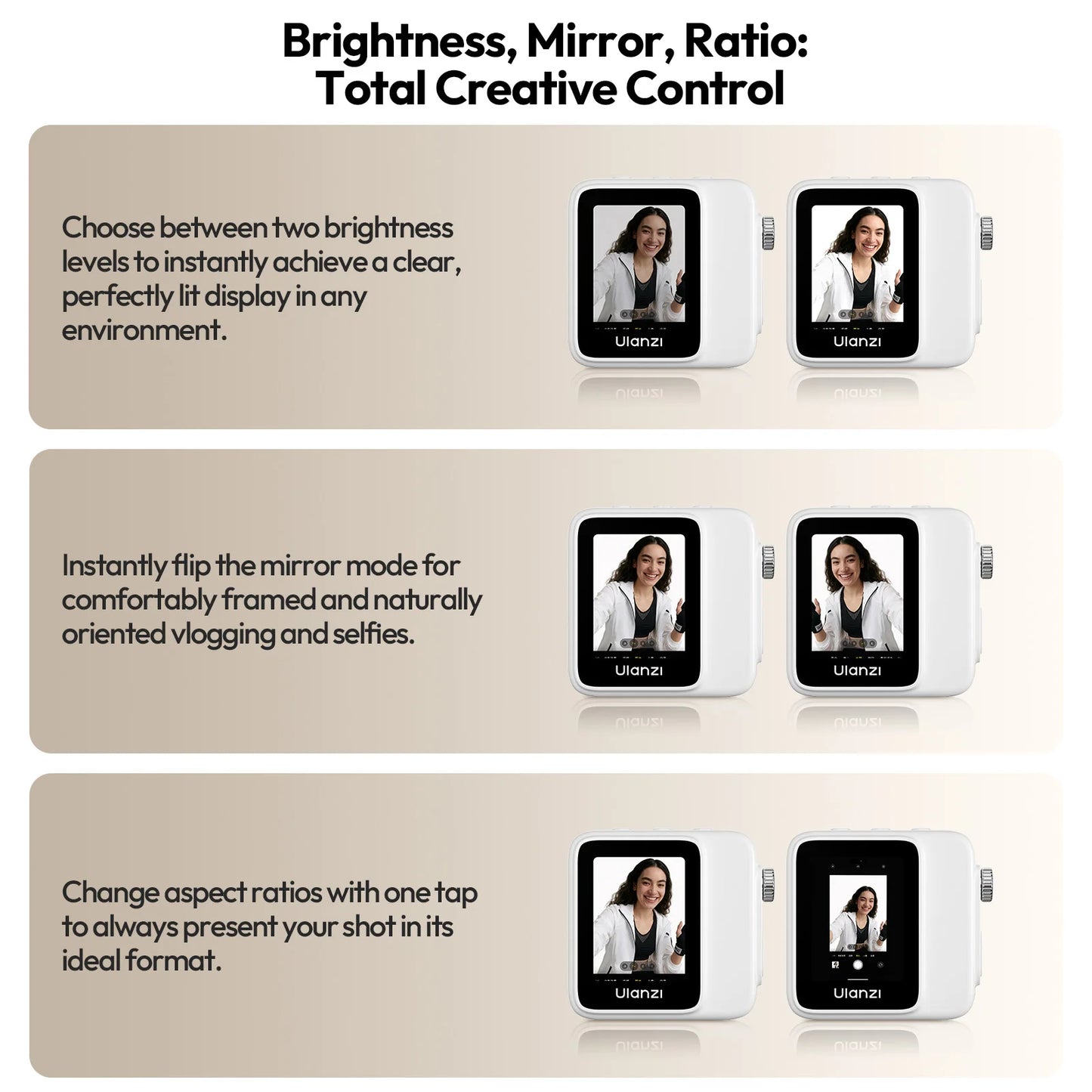 Ulanzi VM02 Selfie Monitor Screen Magnetic Mirroring for iPhone 17 16 PRO Smartphone Android Vlog with Remote Control Wireless ** Ships from China**