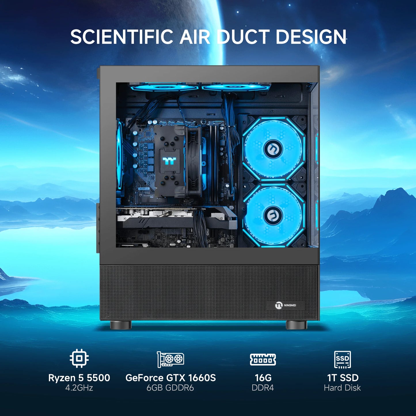 Ningmei Lumishore Ryzen 5 5500 GTX 1660 Super Gaming PC