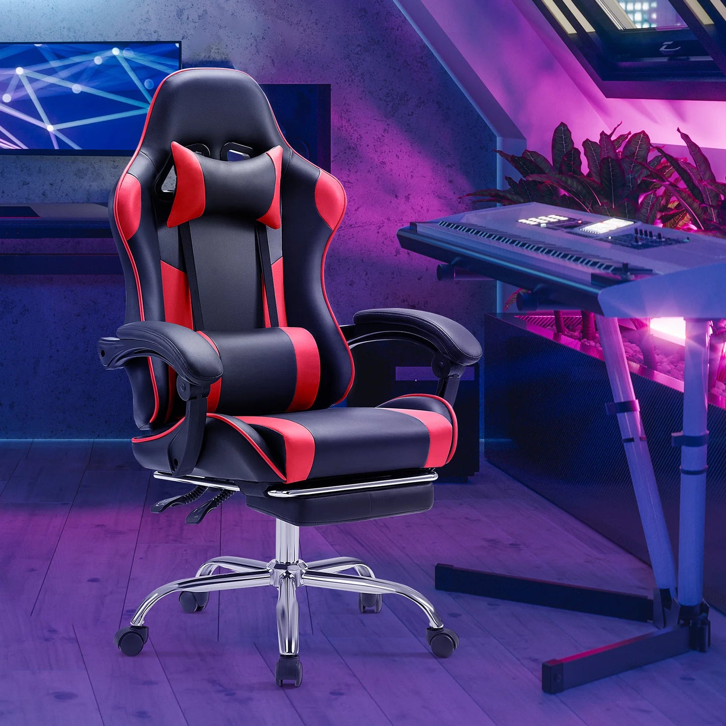 MCQ Gaming , Video Game,Desk,Ergonomic Office Chair with Footrest and Lumbar Support  Multiple Colors Available Height Adjustable with 360° Swivel Multiple Colors