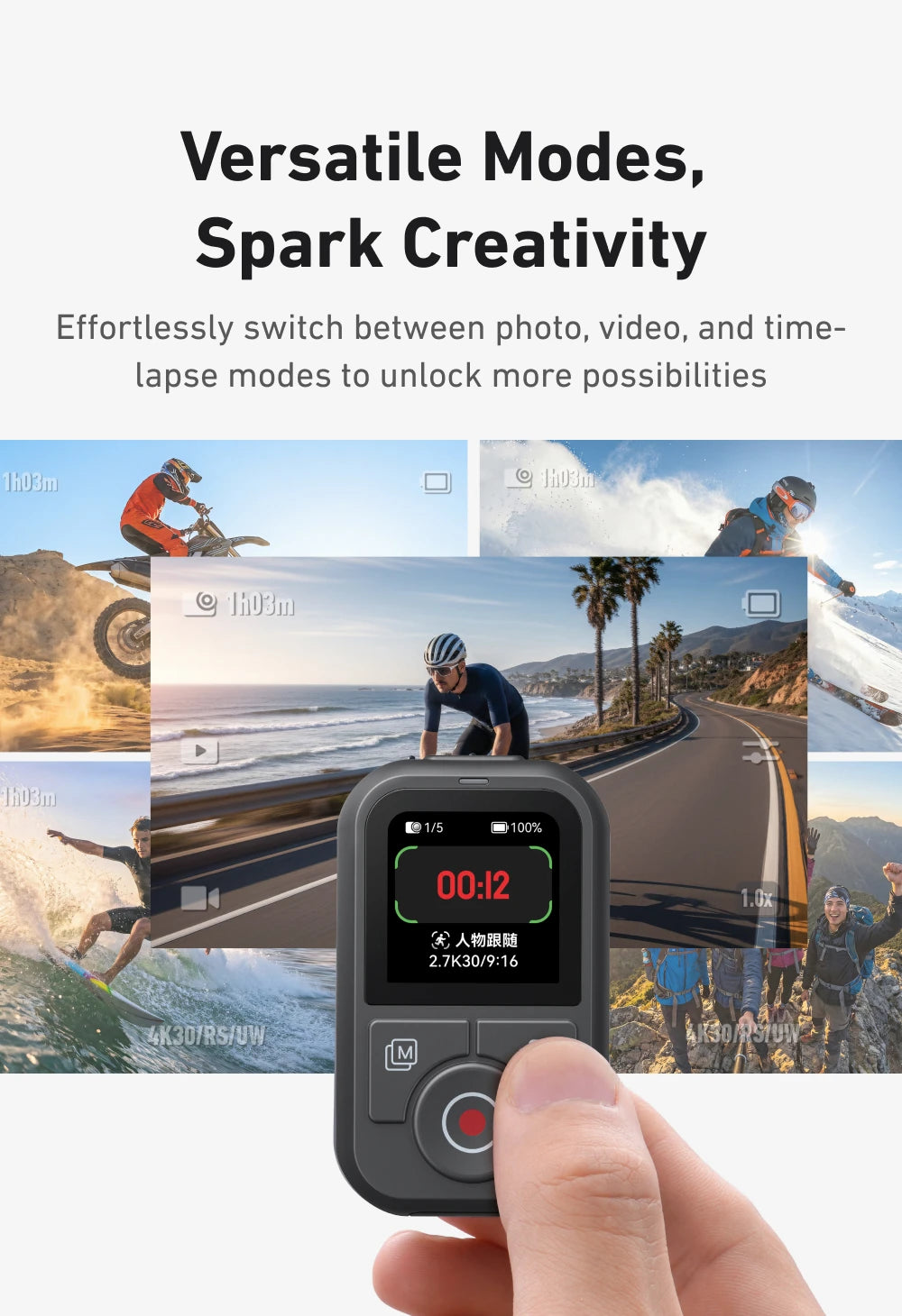 Telesin T13 Bluetooth Remote with 1.4-Inch Screen for DJ Osmo Action Camera