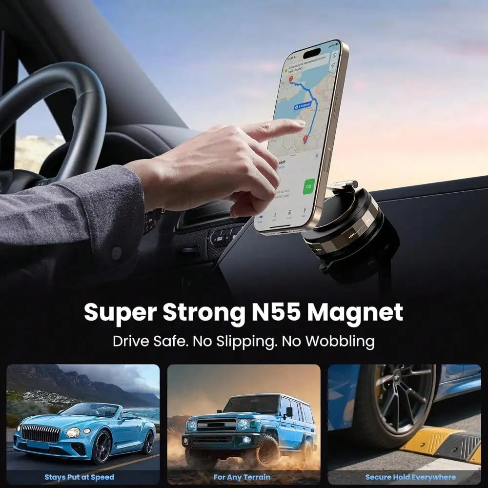 Vacuum Magnetic Phone Holder - Upgraded 360° Adjustable Nano Gel Suction Cup Phone Holder for MagSafe,