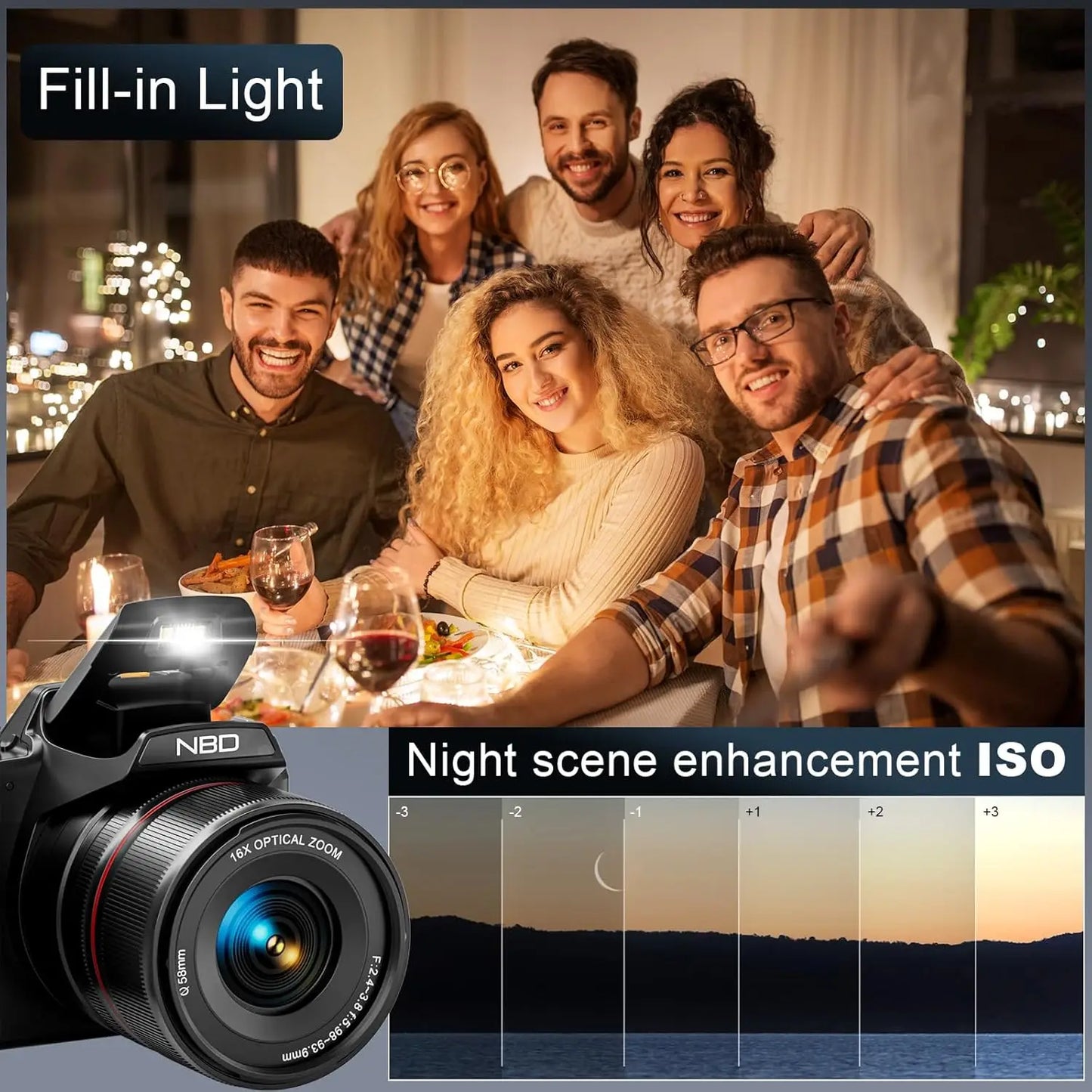 NBD 5K Digital Cameras For Photography, 16X Optical Zoom Camera With WiFi & App Control,64MP Vlogging Camera With 3-inch Screen