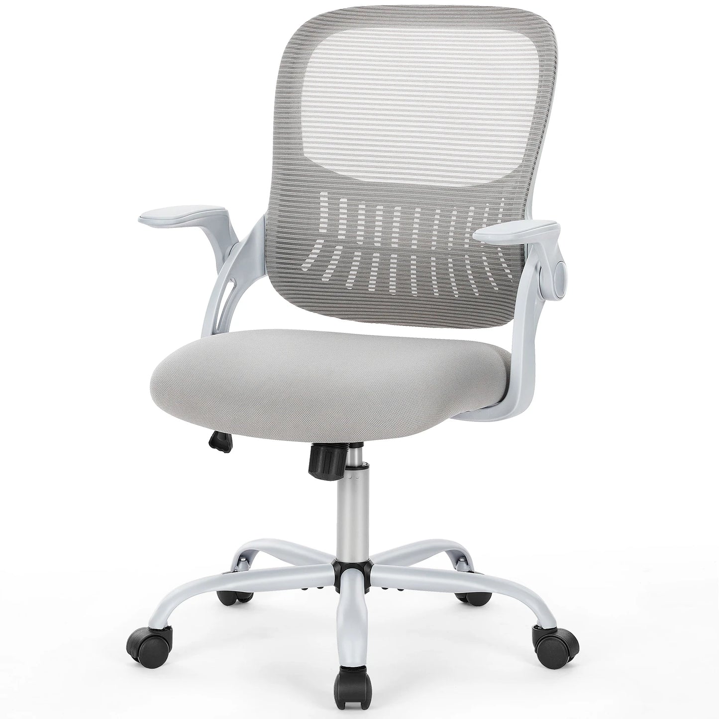 JHK C-3718 ergonomic mesh office chair in light gray, front view on a white background