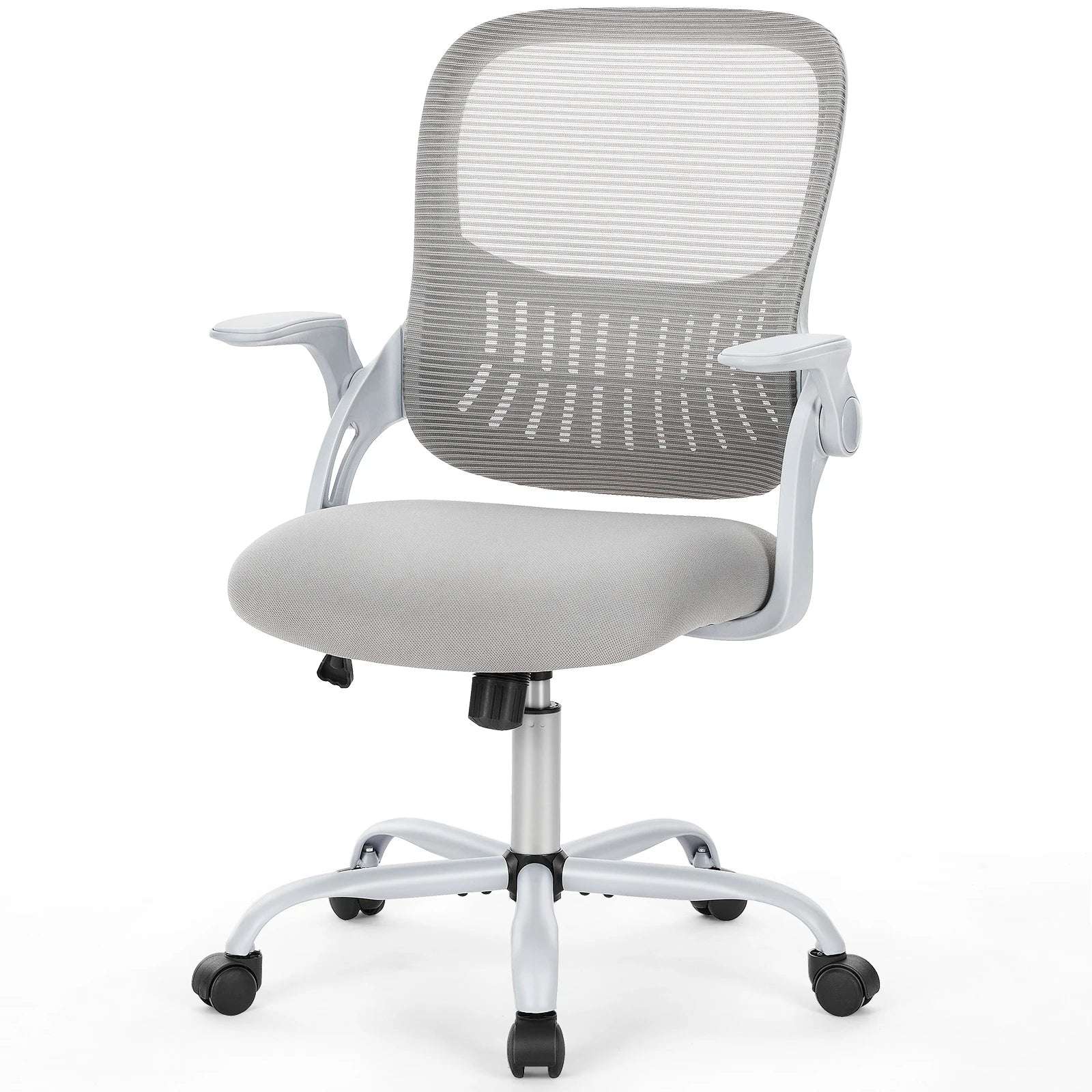 JHK C-3718 ergonomic mesh office chair in light gray, front view on a white background