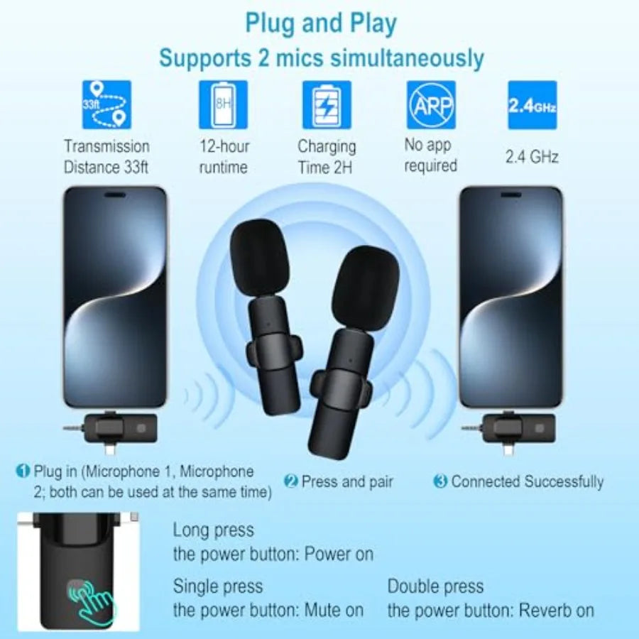 71" Content Creator Essentials Vlogging Kit - 2 Lights and 2 Mics 360° Rotating Auto Face Tracking Tripod for iPhone/Android/Ca