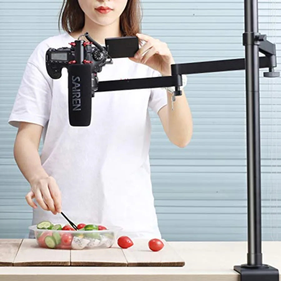 ULANZI Camera Desk Mount Stand for overhead filming, aluminum alloy, black, flexible articulated arm with 360 rotatable ball head