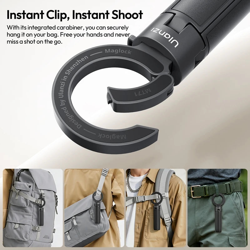 Ulanzi MT71 2 in1 Magnetic Mini Selfie Stick Desktop Tripod Stand for Iphone 17 16 15 Pro Max Android 180° Adjustable for Vlog