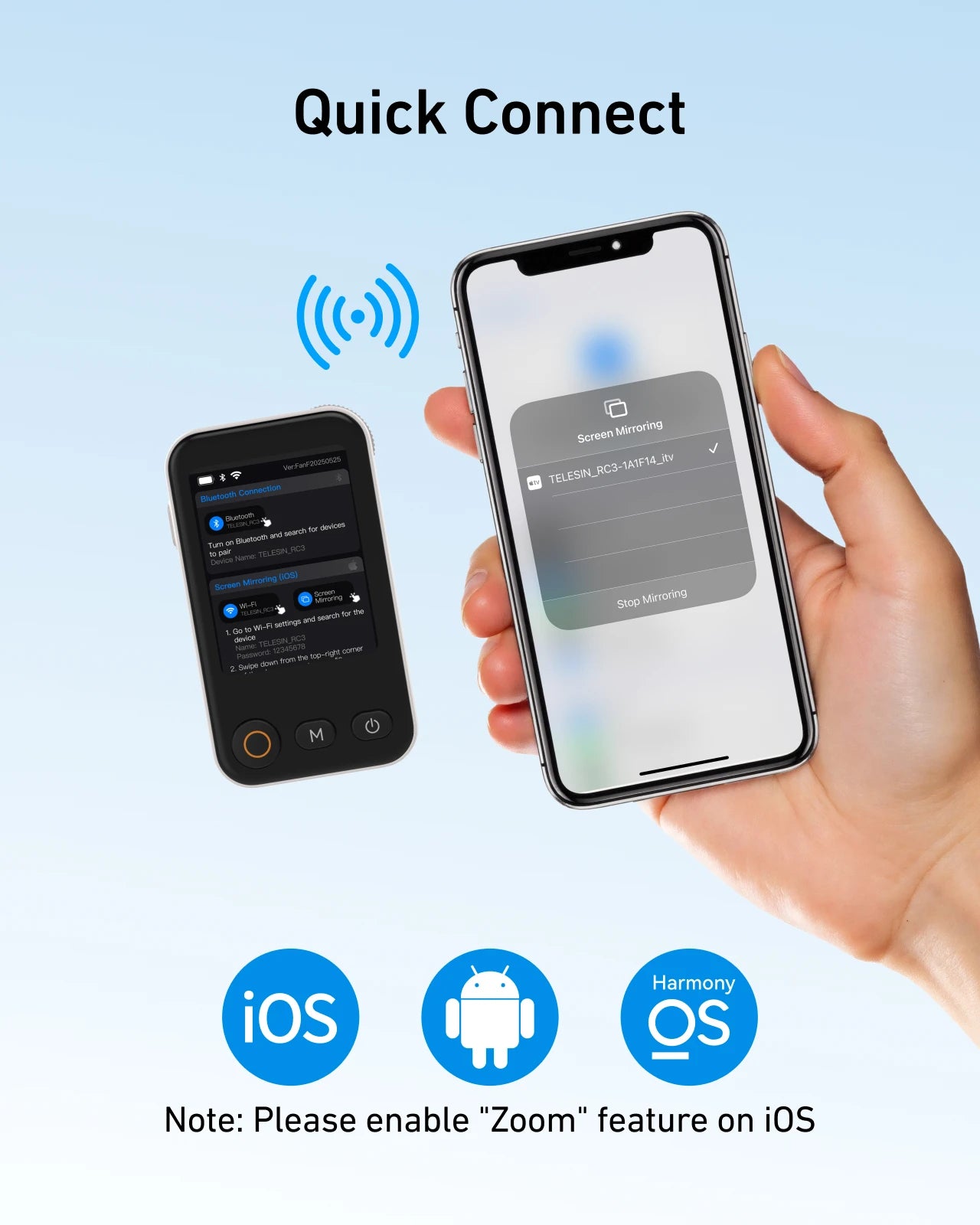 TELESIN Magnetic Selfie ZOOM Control Mini Monitor Screen Vlog Selfie For iPhone Android Iphone Wireless Remote for MagSafe **Ships from China**