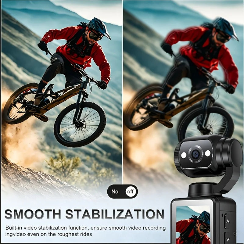 Ultra HD 4K Sports Camcorder, Ultra Light Body for Travel & Vlog, Comes with 32GB Memory Card and Tripod, Anti-Shock Stabilization, 180° Adjustable Flip Screen, Auto Focus, 2000mAh Rechargeable Battery *Ships From US*