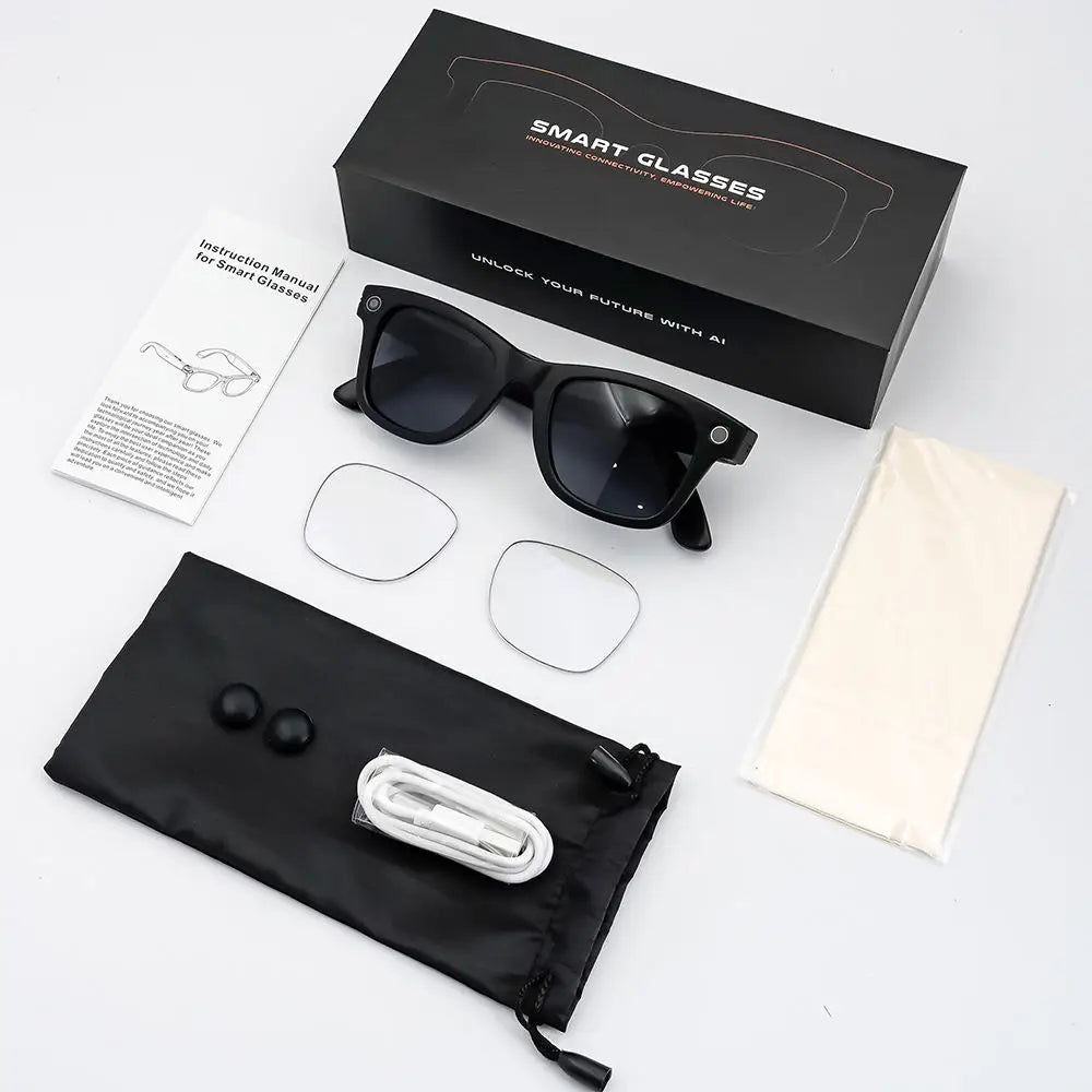 2026 SANVNET GS4 MAX Smart Eyewear 8MP Video Camera Sunglasses Wi-Fi Transfer Audio Record Smart AI Glasses with Dual Lenses
