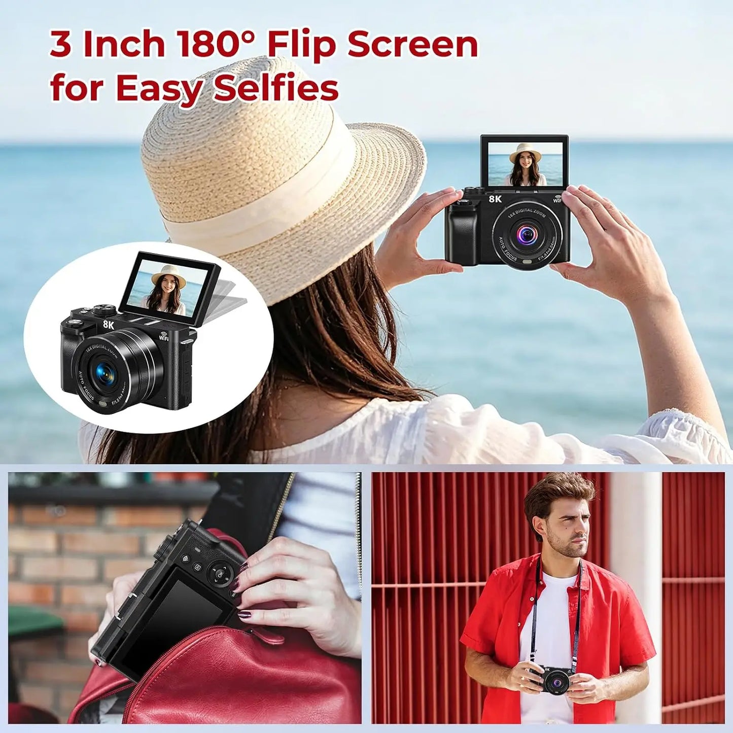 24MP 4K Digital Camera with Autofocus and WiFi Connectivity