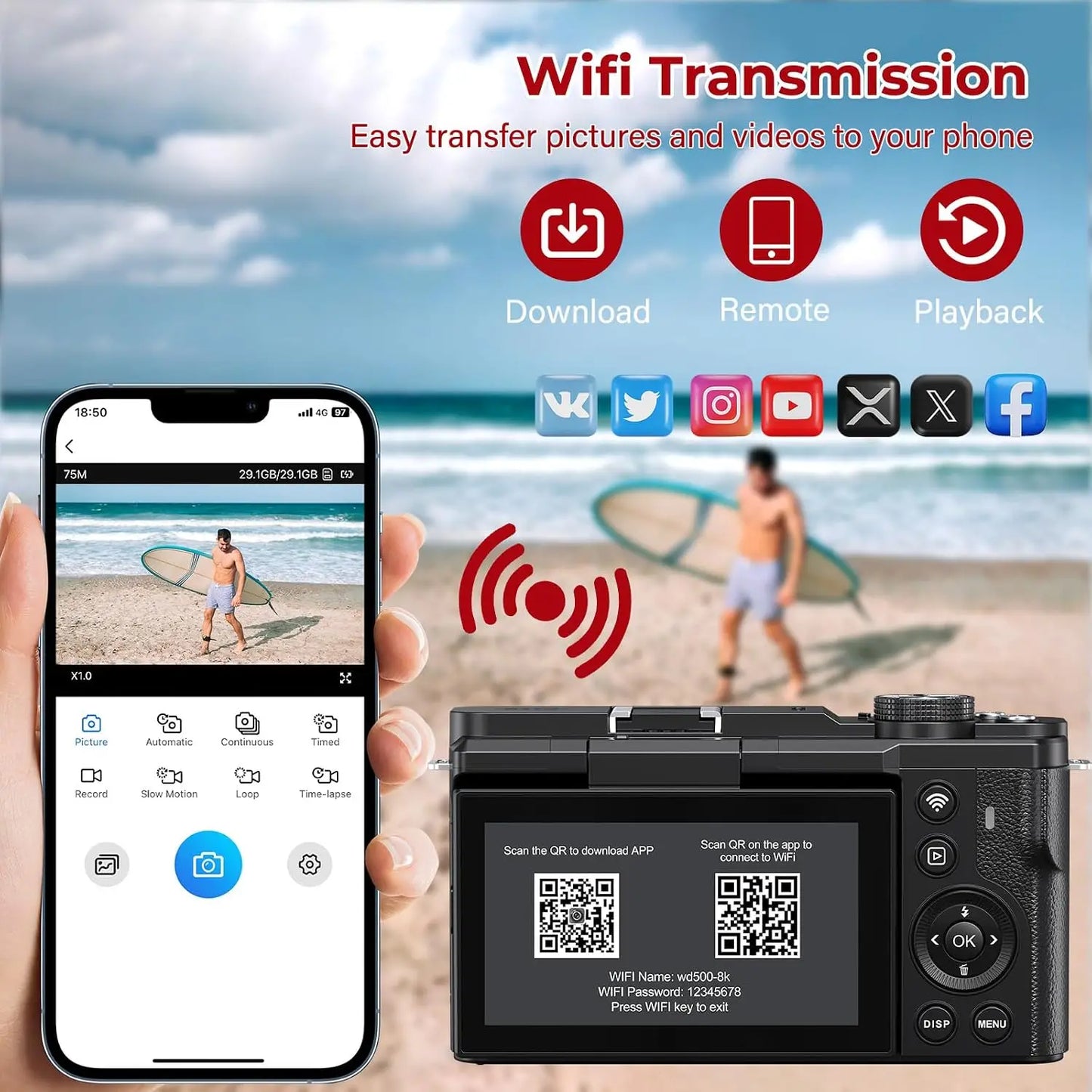 24MP 4K Digital Camera with Autofocus and WiFi Connectivity