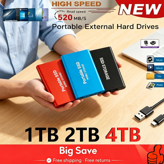 16TB External SSD Portable USB C Solid State Drive Small Body Big Performance Basic Daily Storage **Ships from China**