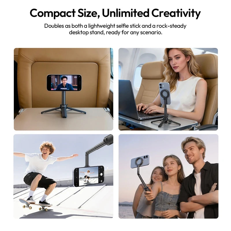Ulanzi MT71 2 in1 Magnetic Mini Selfie Stick Desktop Tripod Stand for Iphone 17 16 15 Pro Max Android 180° Adjustable for Vlog