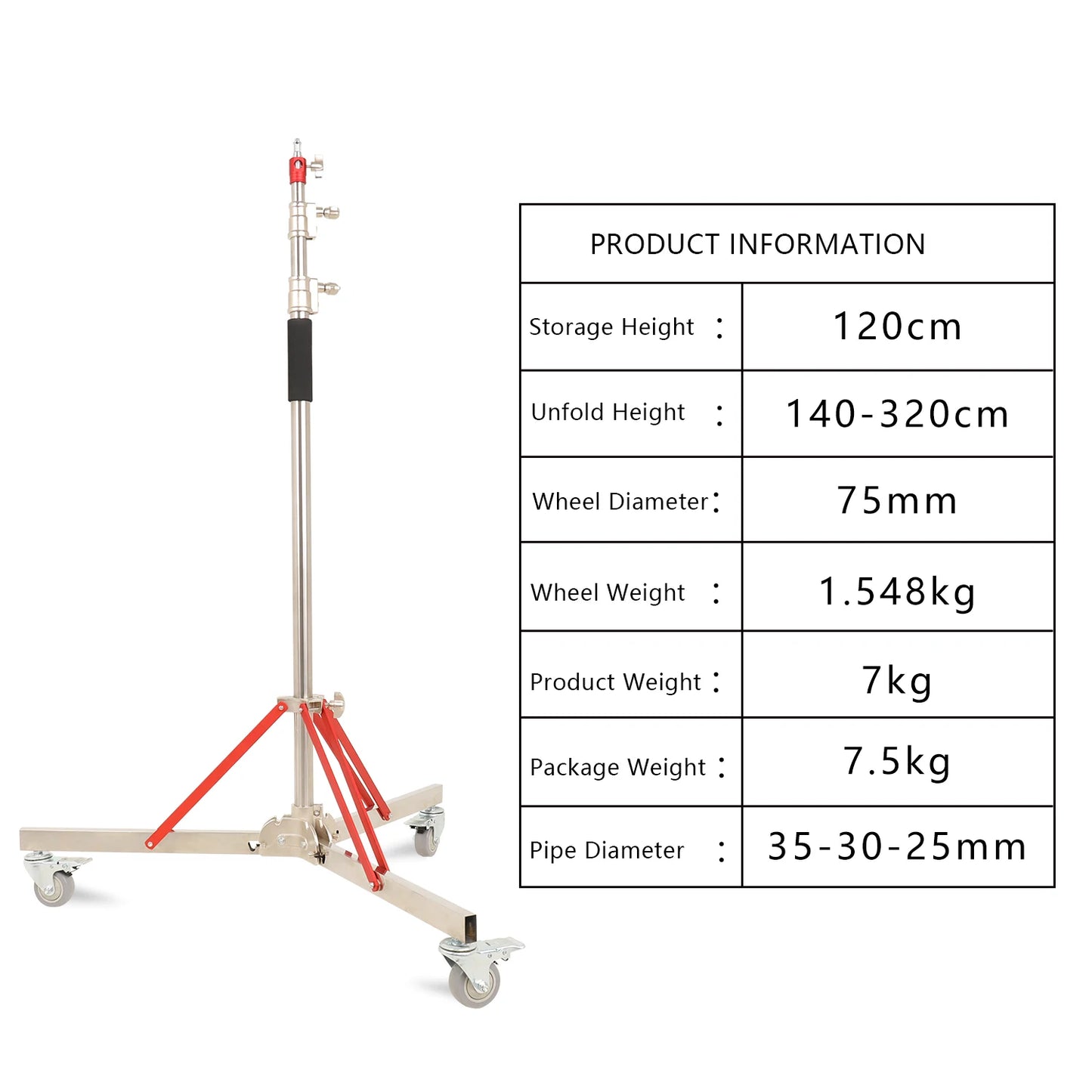 290cm Air Pressure Tripod Bearing 10kg for Camera Stainless Steel Light Stand For Ring Light Live Youtube and Photography Soft