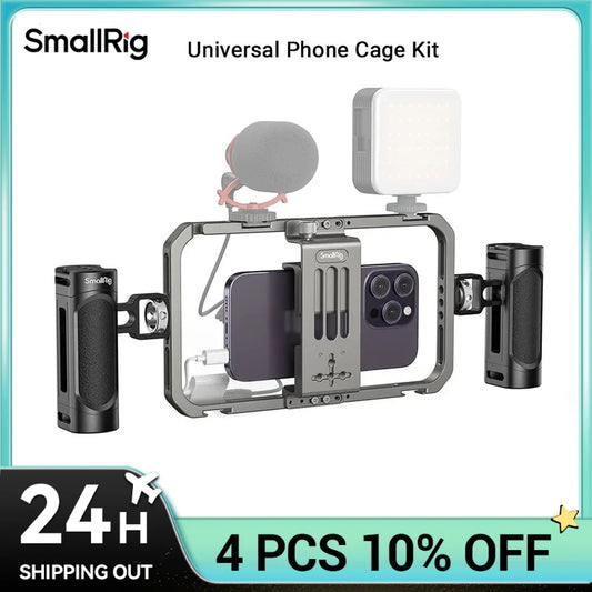 SmallRig Universal Phone Cage Smartphone Video Rig Kit with Handles, Handheld Filmmaking Vlogging Case for iPhone 17 Pro/Pro Max