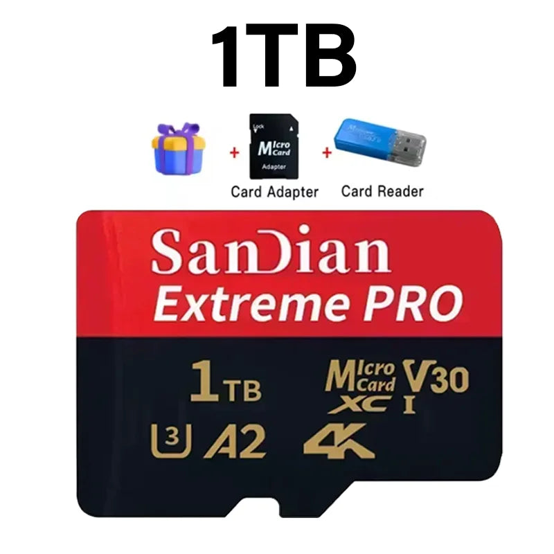 Class 10 U3 V30 Waterproof Memory SD Cards with USB Adapter 128GB 512GB High Speed Micro TF/SD Card for Phone Laptop Camera **Ships from China**