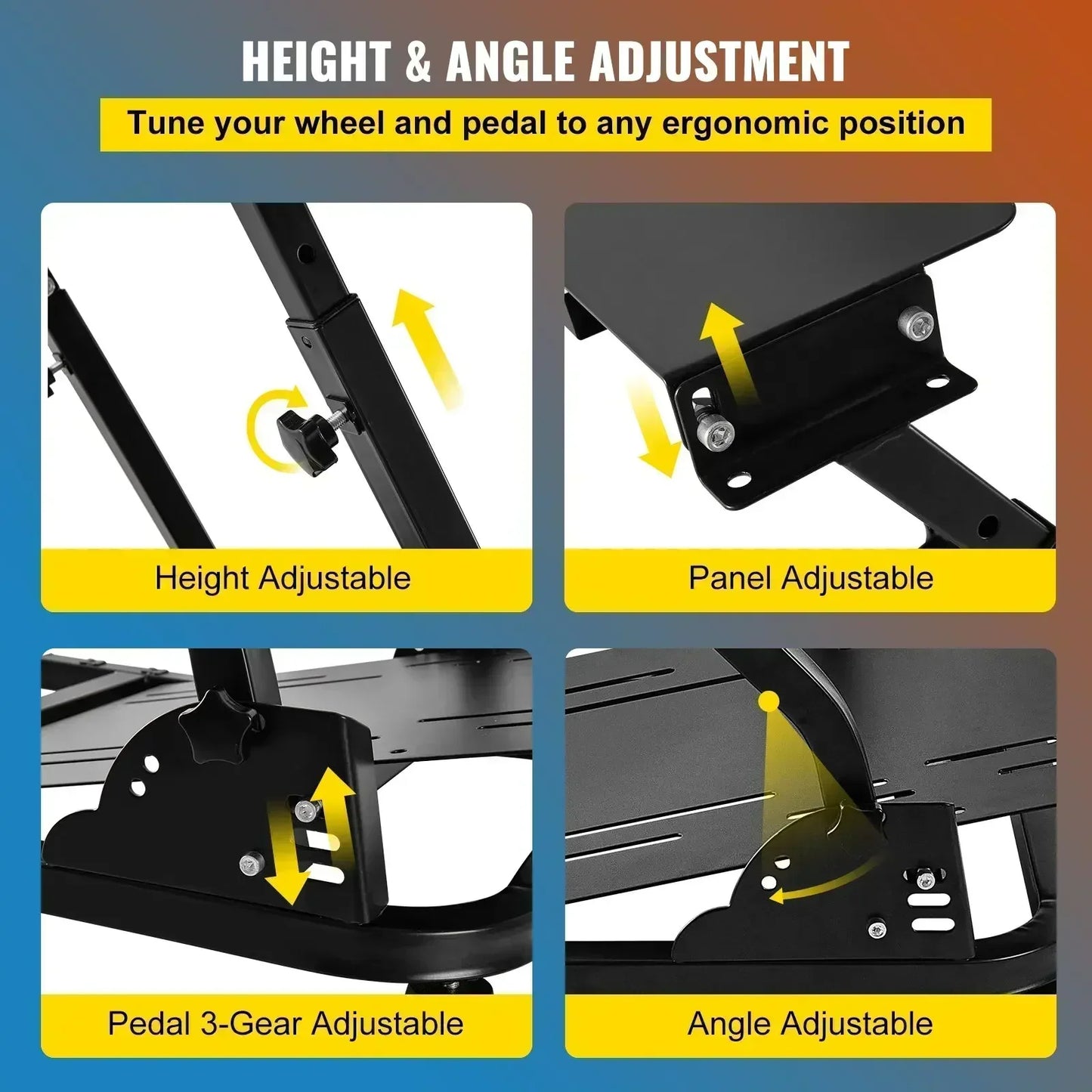 VEVOR Racing Simulator Self-Career Steering Wheel Stand for Logitech G25 G27 G29 and G920 Folding Steering Wheel Stand