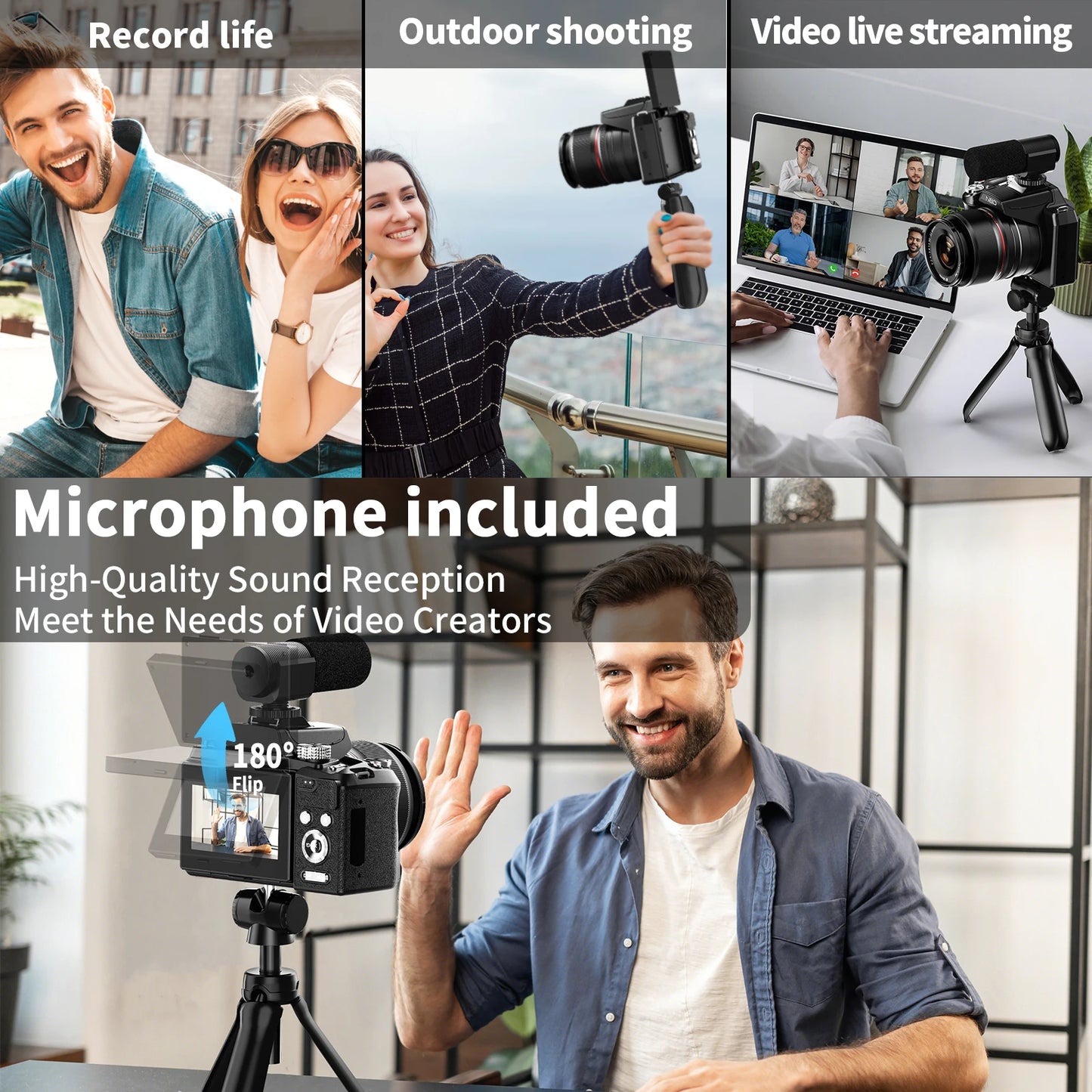 NBD 64MP Digital Cameras for Photography, 16X Optical Zoom Camera with WiFi & App Control, Vlogging Camera with 180°Flipable Screen