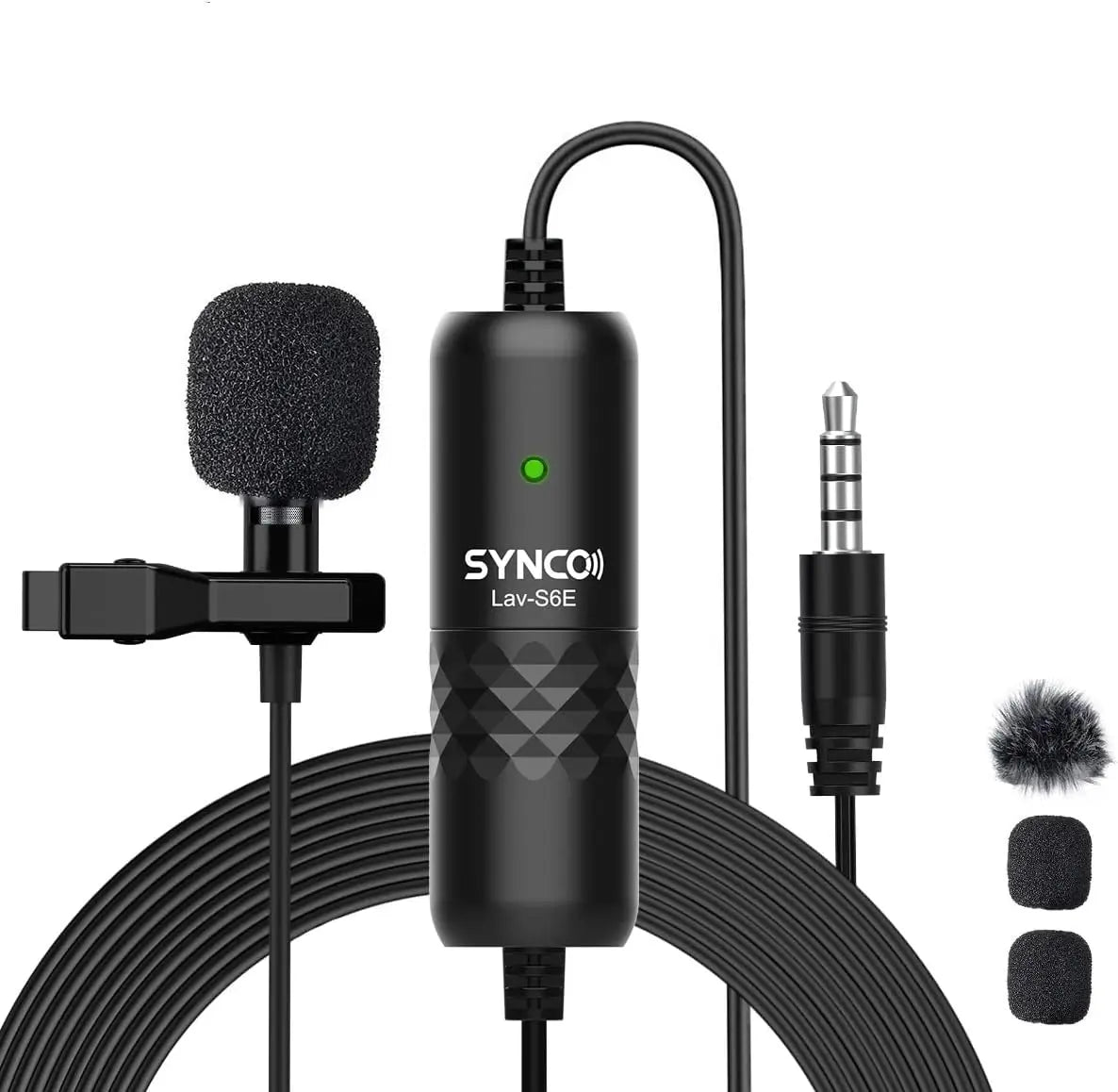 Synco 6m Lavalier Microphone, Lav-S6E Lapel Microphone with Clip Omnidirectional Capacitor Mini Clip Microphone with Cable