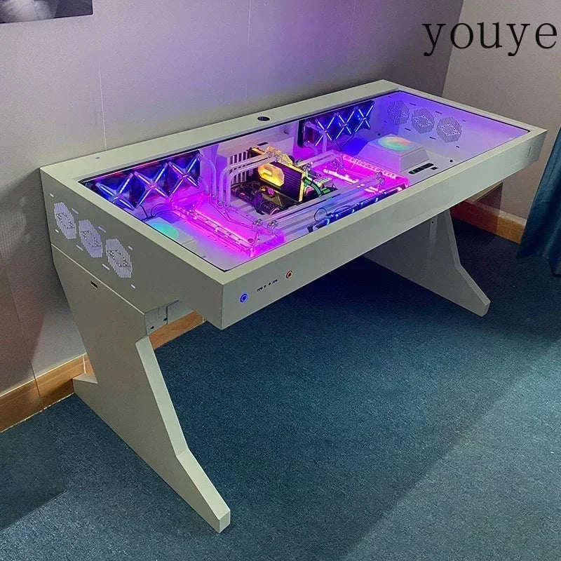 Tempered Glass Side Panel Desk RGB PC Case And Desk Two In One Combo Computer Case Tower Gaming Table ** Ships From China**