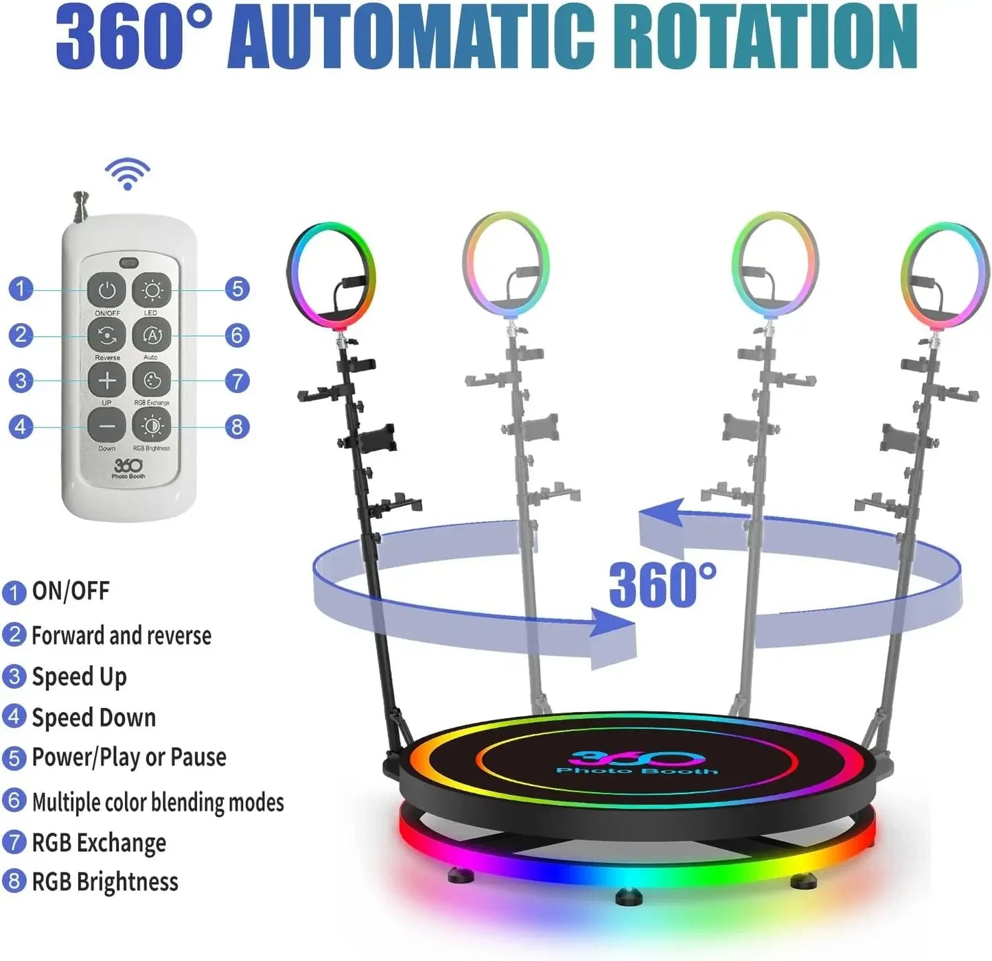 360 Photo Booth Machine for Parties 360 Spin Camera Booth with Extra Battery,Software APP Remote Automatic