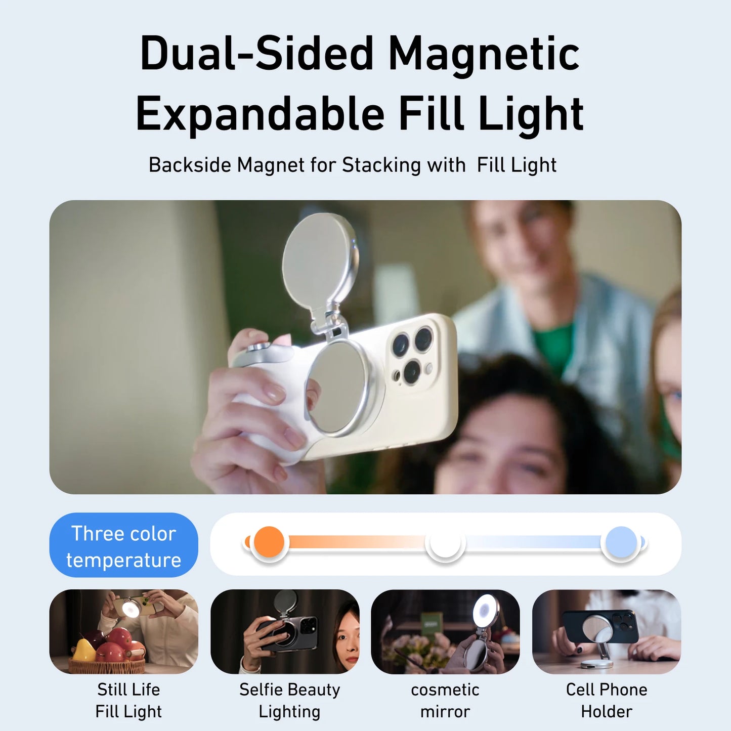 TELESIN Magnetic Phone Camera Shoot Hand Grip Universal Smart Phone Holder Shooting Aid Remote Control Handle for iPhone,  Android **Ships from China**