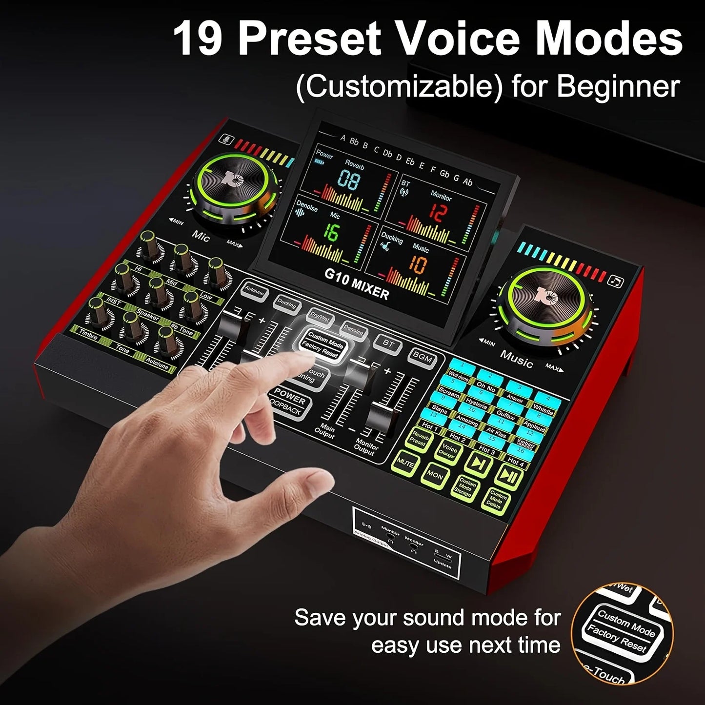 Tenlamp G10 Live Sound Card and Audio Mixer with XLR