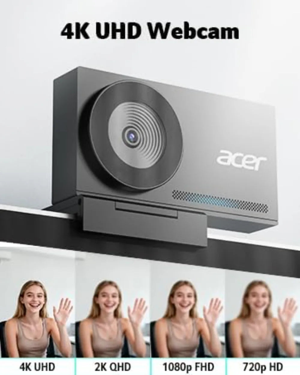 4K Webcam with Sony Sensor, PDAF Autofocus, Dual Mics, Privacy Cover, Plug & Play for PC/Mac