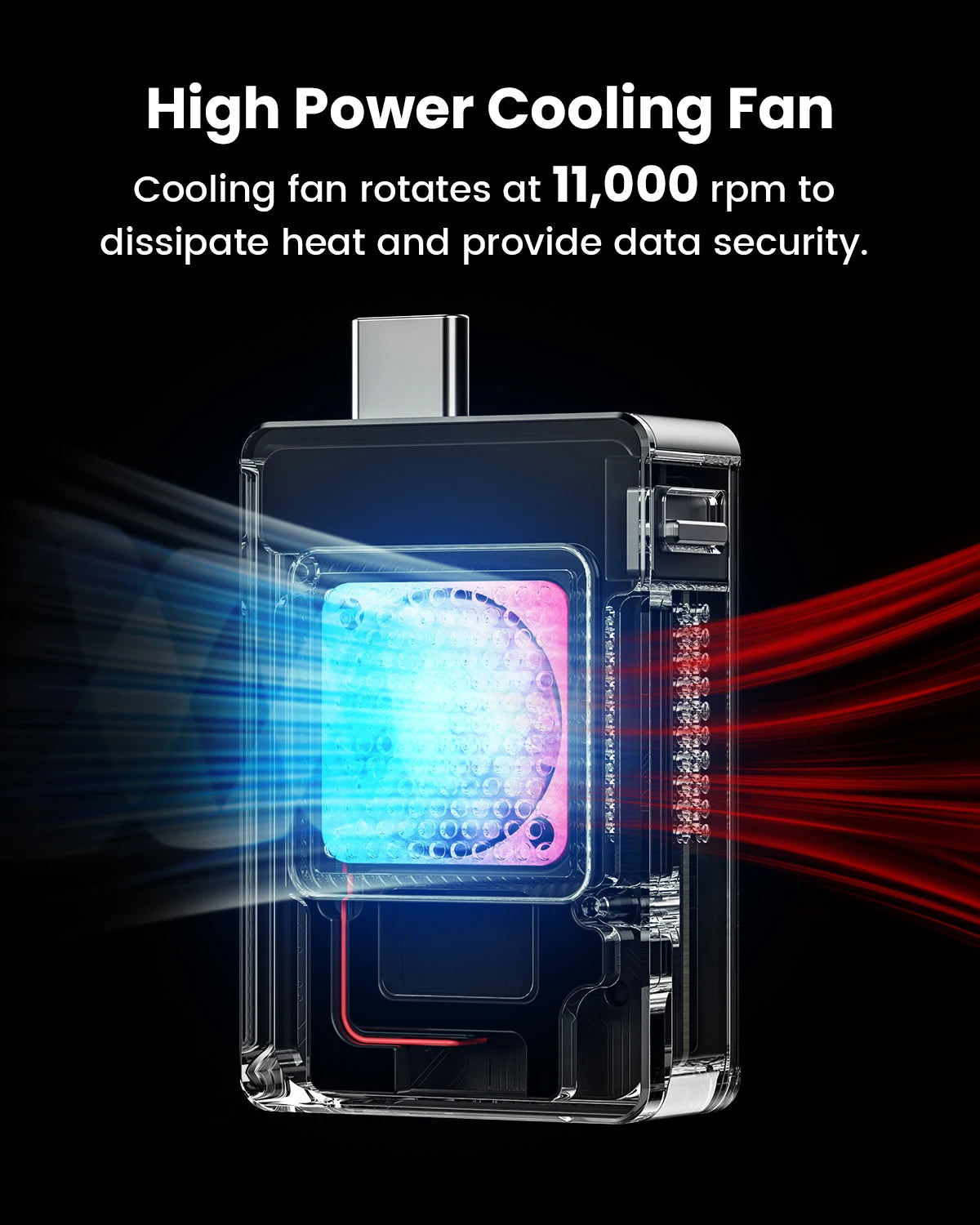 Sharge M.2 NVMe Enclosure with Active Cooling and Aluminum Case