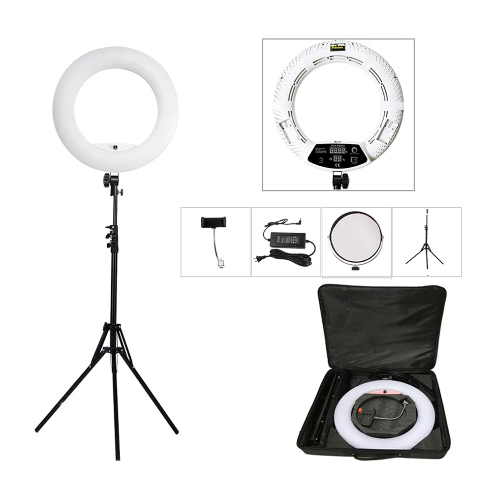 Yidoblo FD-480II LED Light Ring Kit Bi-color 96w Selfie Light Video Ring Light Lamp with Light Stand Bag Led Makeup Right CRI95+